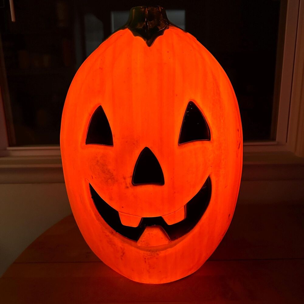 Vintage Sun Hill Industries Pumpkin Blow Mold Light Up Halloween Jack O Lantern